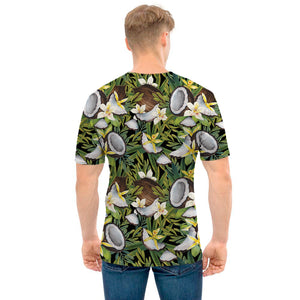 Vanilla Flower And Coconut Pattern Print Men's T-Shirt