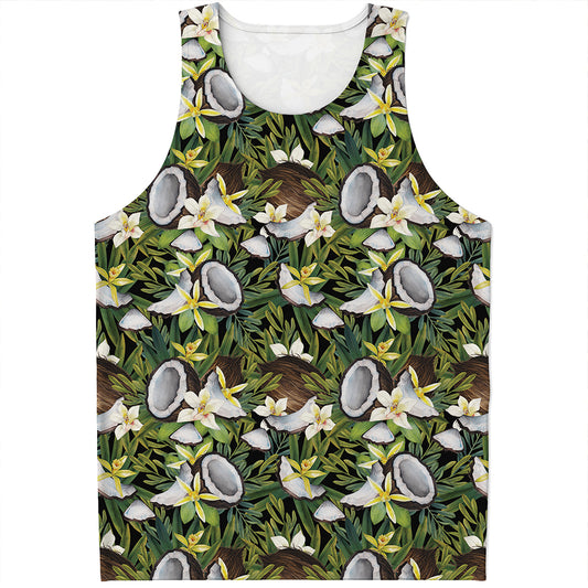 Vanilla Flower And Coconut Pattern Print Men's Tank Top