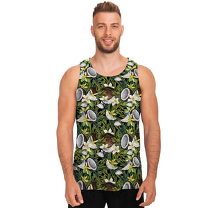 Vanilla Flower And Coconut Pattern Print Men's Tank Top