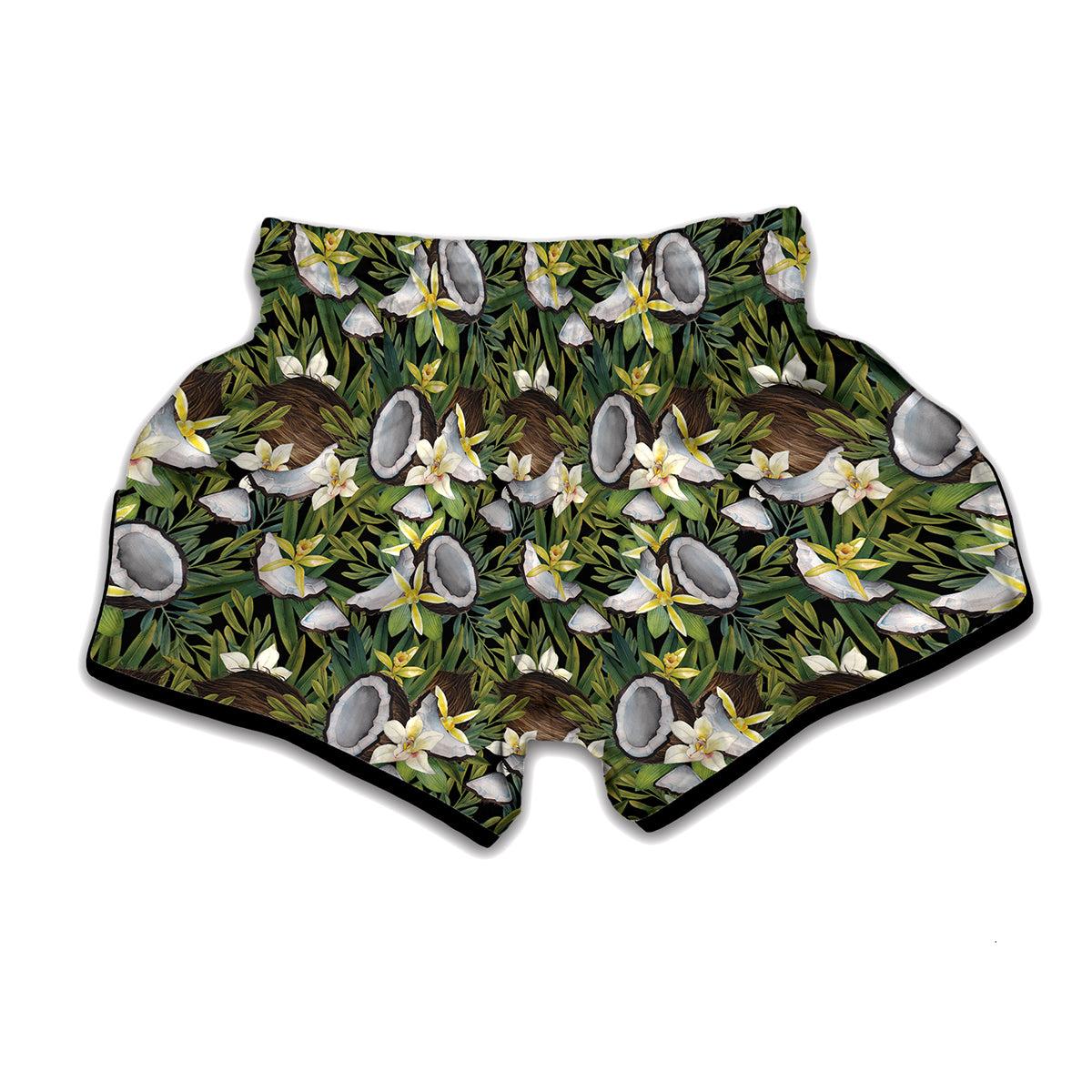 Vanilla Flower And Coconut Pattern Print Muay Thai Boxing Shorts