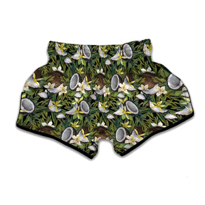 Vanilla Flower And Coconut Pattern Print Muay Thai Boxing Shorts