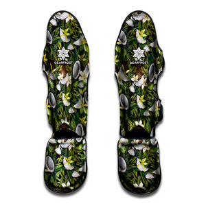 Vanilla Flower And Coconut Pattern Print Muay Thai Shin Guard