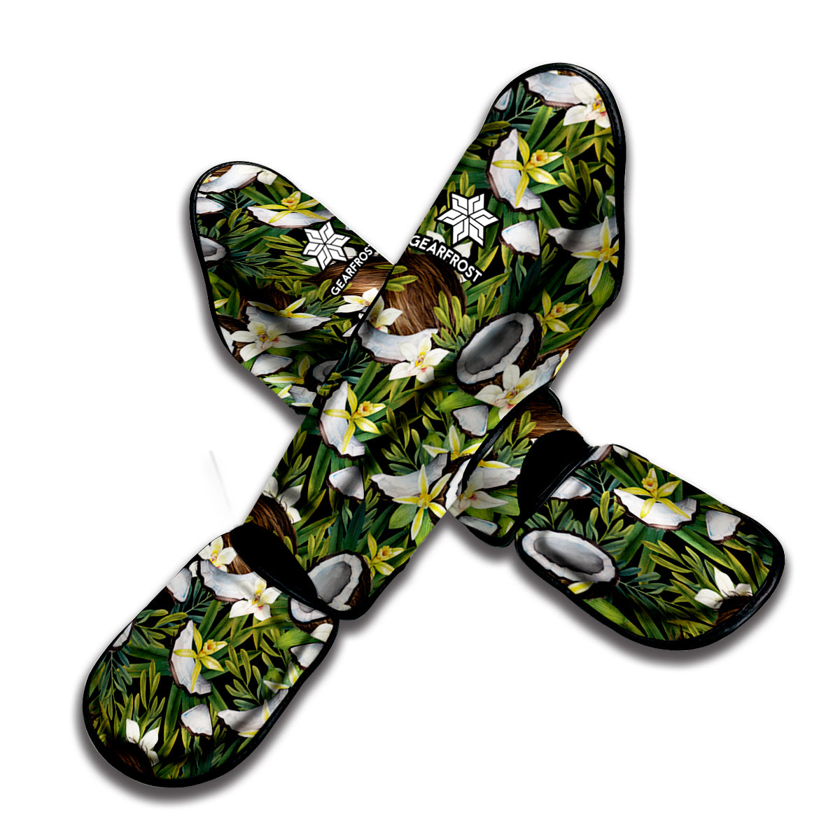 Vanilla Flower And Coconut Pattern Print Muay Thai Shin Guard