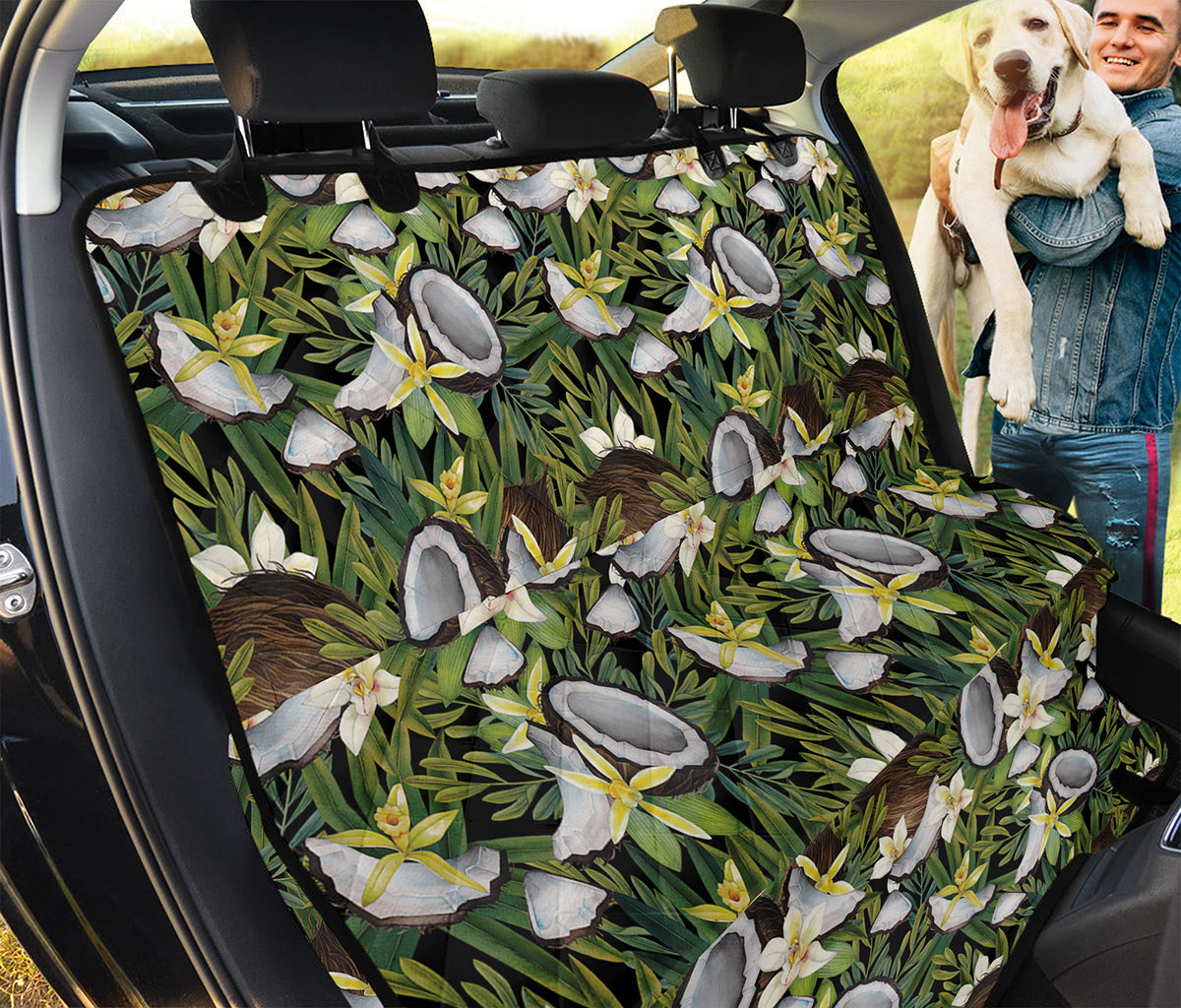 Vanilla Flower And Coconut Pattern Print Pet Car Back Seat Cover