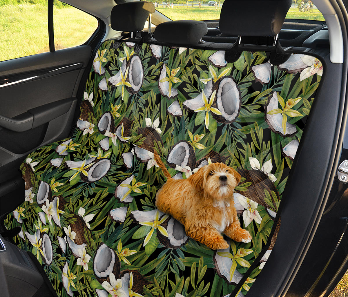 Vanilla Flower And Coconut Pattern Print Pet Car Back Seat Cover