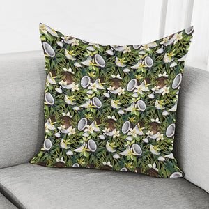 Vanilla Flower And Coconut Pattern Print Pillow Cover