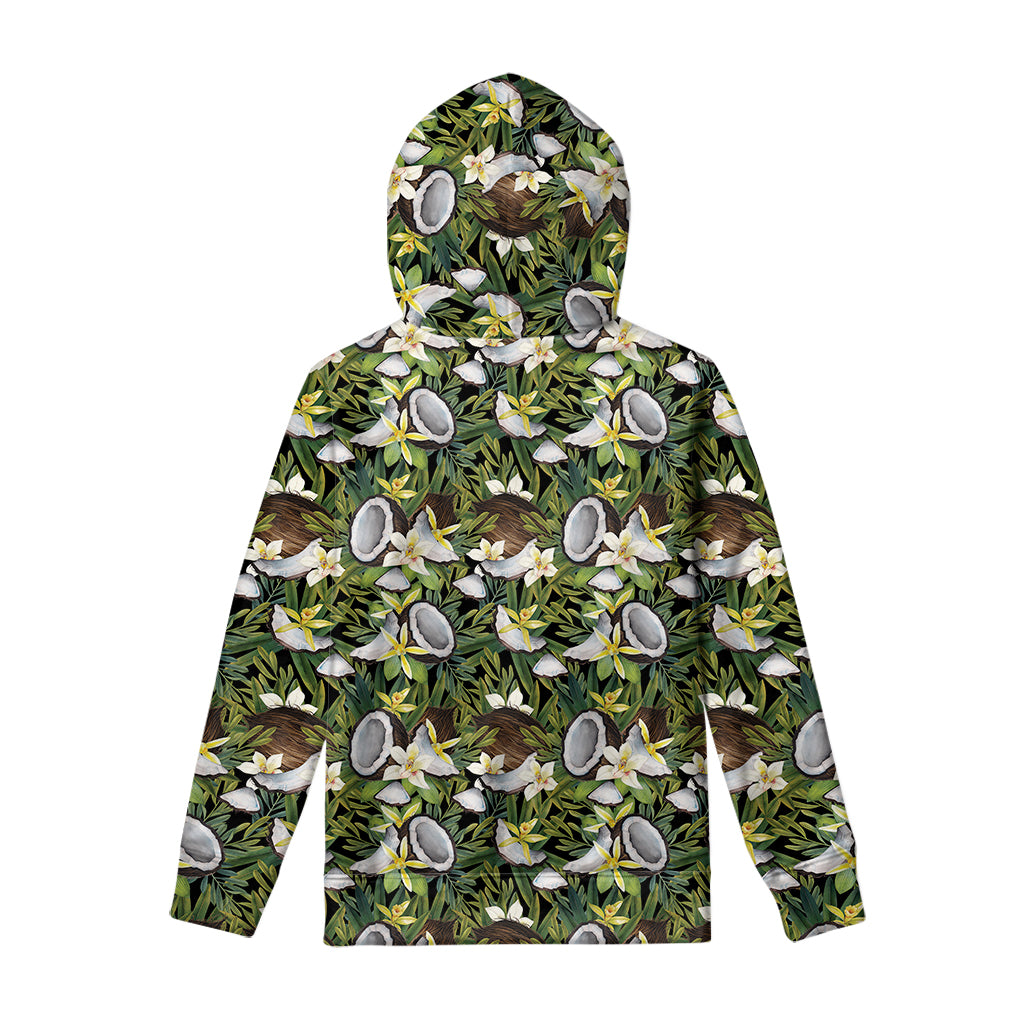 Vanilla Flower And Coconut Pattern Print Pullover Hoodie