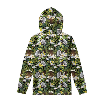 Vanilla Flower And Coconut Pattern Print Pullover Hoodie