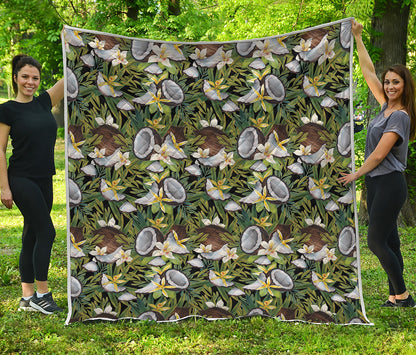 Vanilla Flower And Coconut Pattern Print Quilt