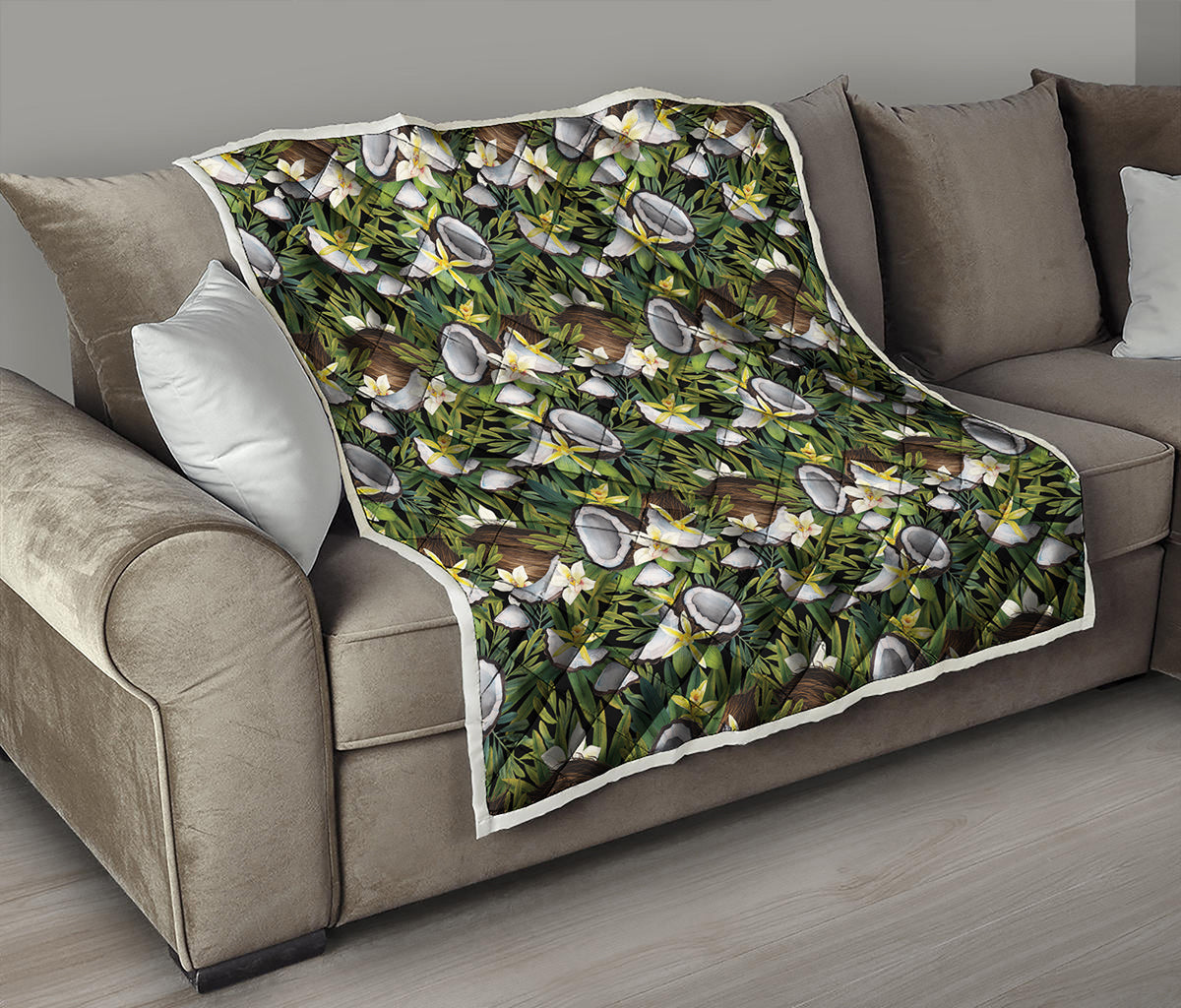 Vanilla Flower And Coconut Pattern Print Quilt