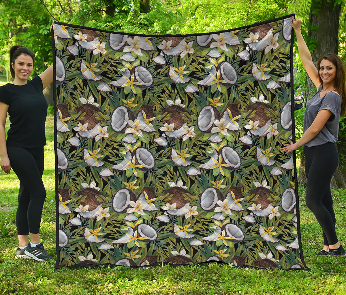 Vanilla Flower And Coconut Pattern Print Quilt