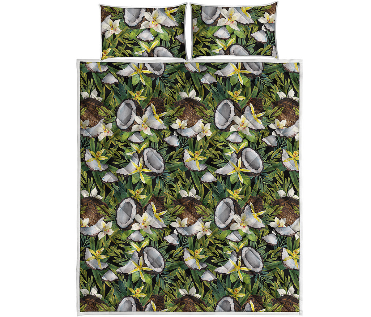 Vanilla Flower And Coconut Pattern Print Quilt Bed Set