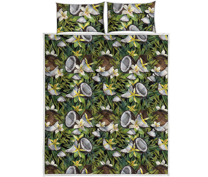 Vanilla Flower And Coconut Pattern Print Quilt Bed Set