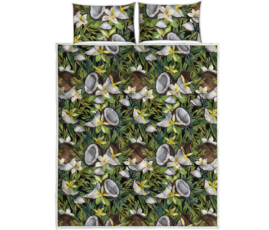 Vanilla Flower And Coconut Pattern Print Quilt Bed Set