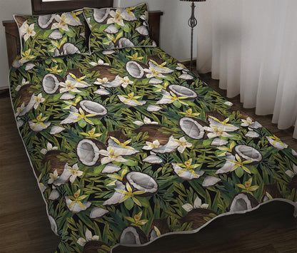 Vanilla Flower And Coconut Pattern Print Quilt Bed Set