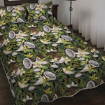 Vanilla Flower And Coconut Pattern Print Quilt Bed Set