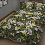 Vanilla Flower And Coconut Pattern Print Quilt Bed Set