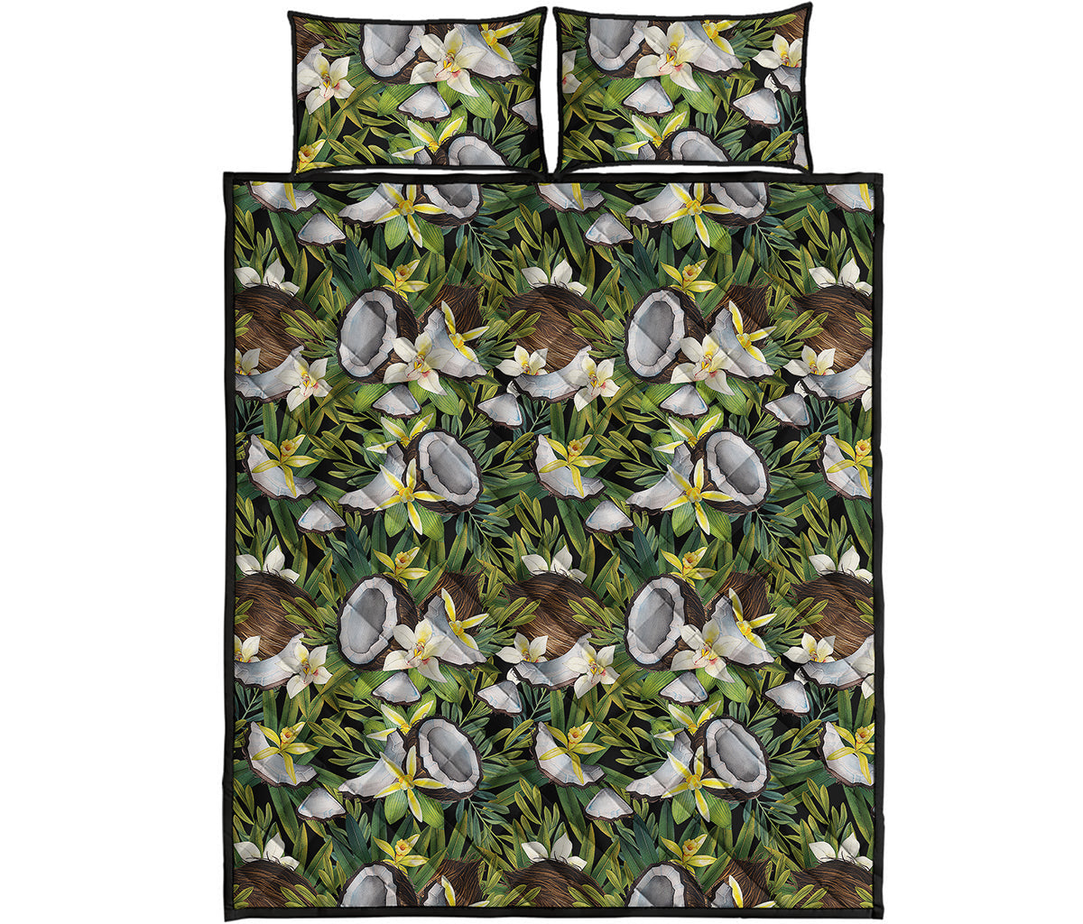 Vanilla Flower And Coconut Pattern Print Quilt Bed Set