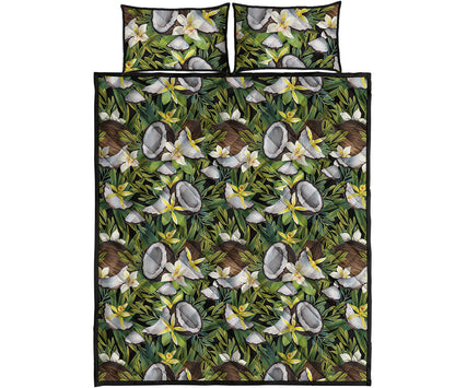 Vanilla Flower And Coconut Pattern Print Quilt Bed Set