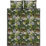 Vanilla Flower And Coconut Pattern Print Quilt Bed Set