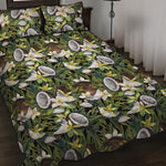 Vanilla Flower And Coconut Pattern Print Quilt Bed Set