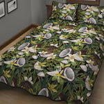 Vanilla Flower And Coconut Pattern Print Quilt Bed Set