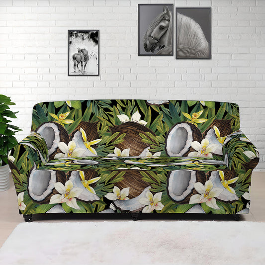 Vanilla Flower And Coconut Pattern Print Sofa Cover
