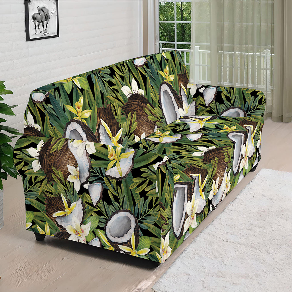 Vanilla Flower And Coconut Pattern Print Sofa Cover