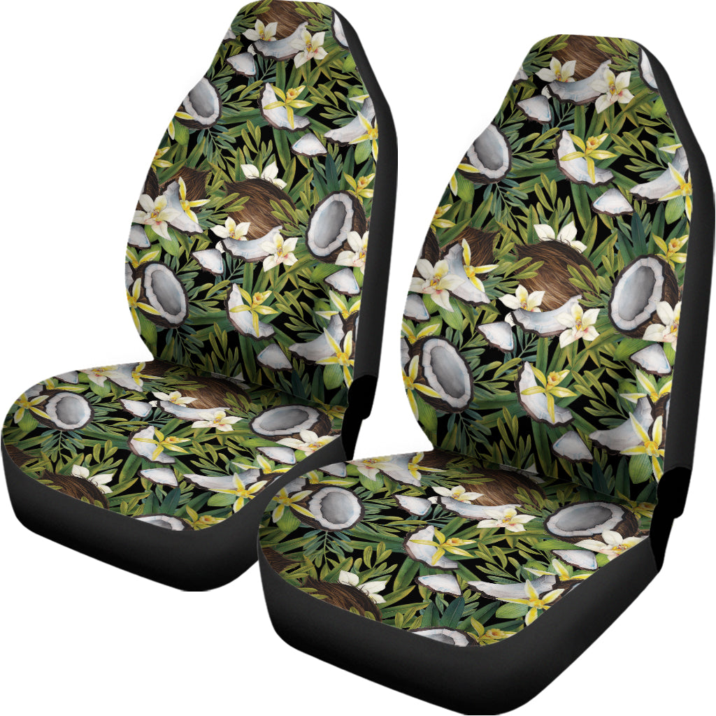 Vanilla Flower And Coconut Pattern Print Universal Fit Car Seat Covers