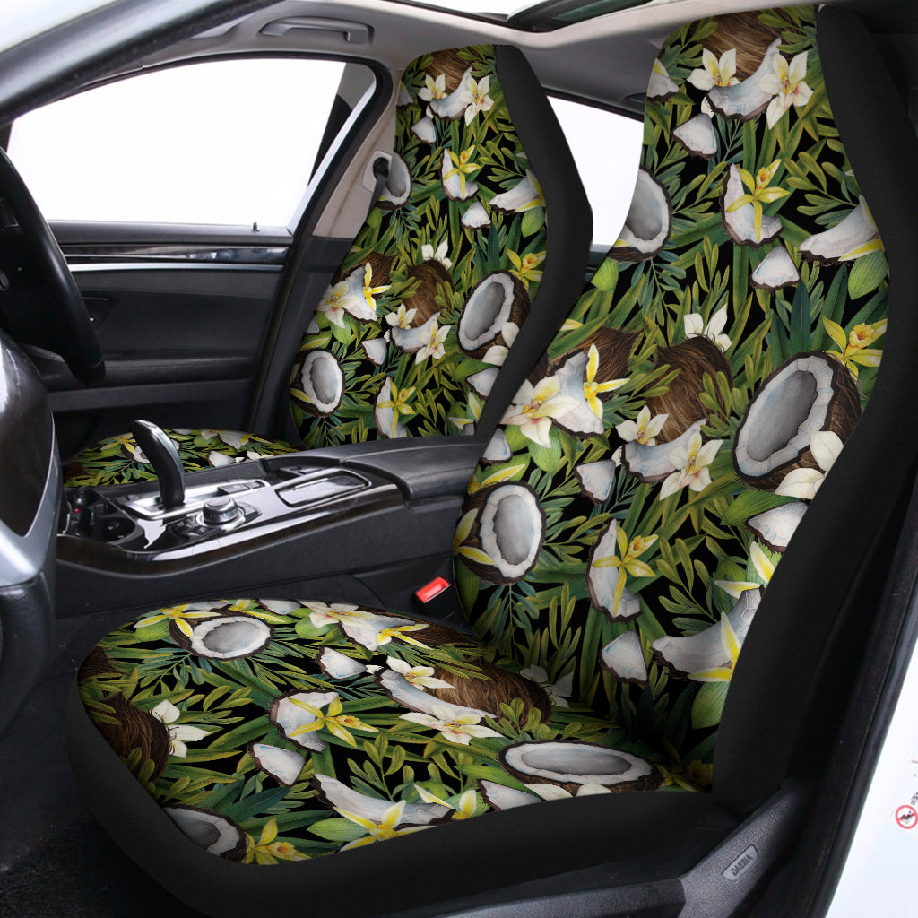 Vanilla Flower And Coconut Pattern Print Universal Fit Car Seat Covers