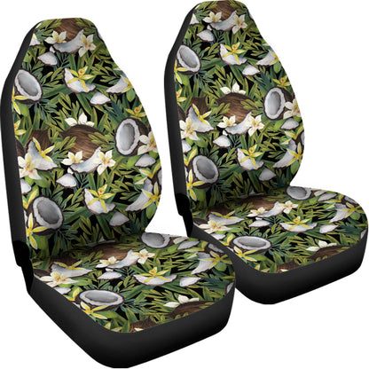 Vanilla Flower And Coconut Pattern Print Universal Fit Car Seat Covers
