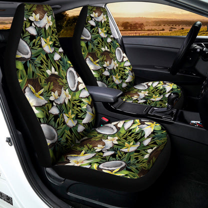 Vanilla Flower And Coconut Pattern Print Universal Fit Car Seat Covers