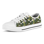 Vanilla Flower And Coconut Pattern Print White Low Top Shoes