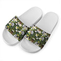 Vanilla Flower And Coconut Pattern Print White Slide Sandals