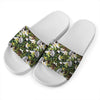 Vanilla Flower And Coconut Pattern Print White Slide Sandals