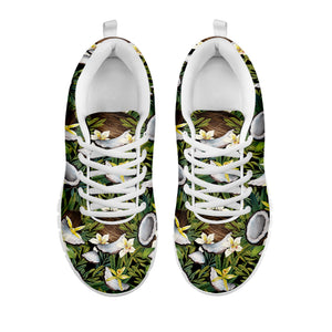 Vanilla Flower And Coconut Pattern Print White Sneakers