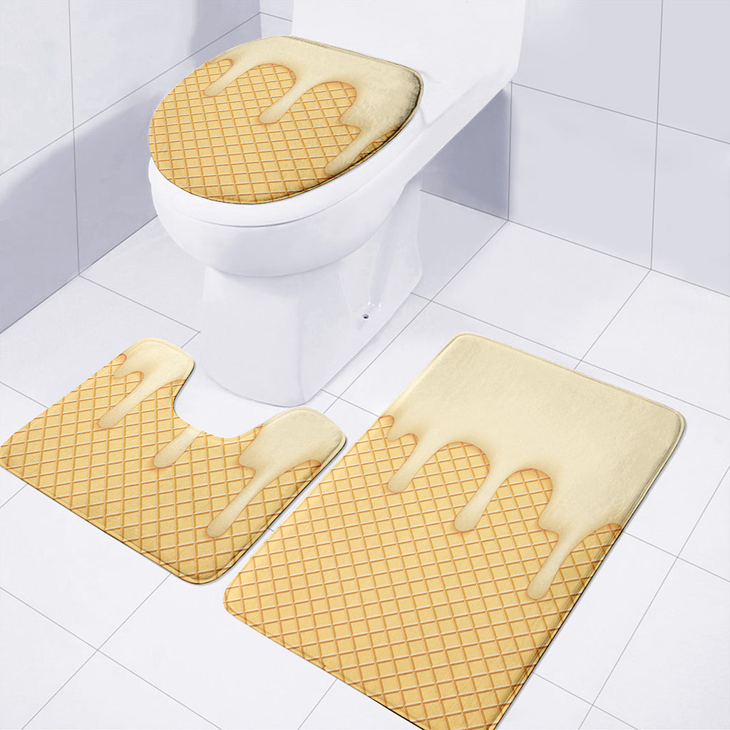 Vanilla Ice Cream Melted Print 3 Piece Bath Mat Set