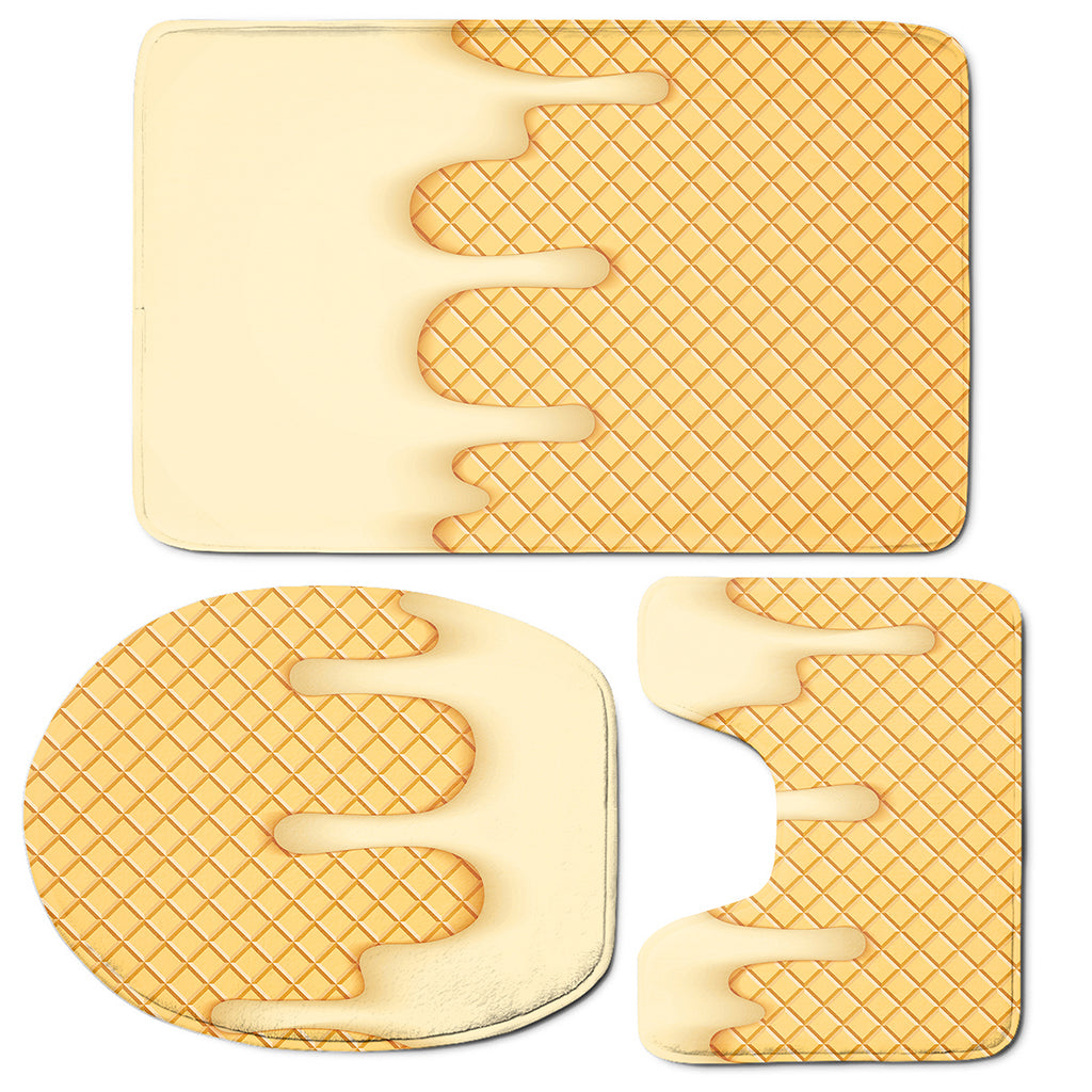 Vanilla Ice Cream Melted Print 3 Piece Bath Mat Set