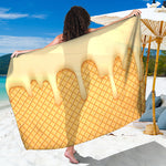 Vanilla Ice Cream Melted Print Beach Sarong Wrap