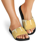 Vanilla Ice Cream Melted Print Black Slide Sandals