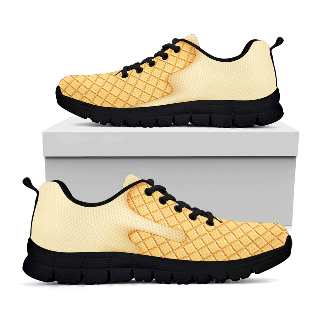 Vanilla Ice Cream Melted Print Black Sneakers