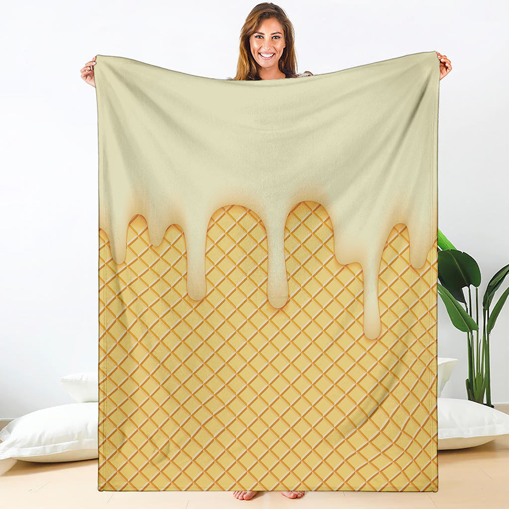 Vanilla Ice Cream Melted Print Blanket