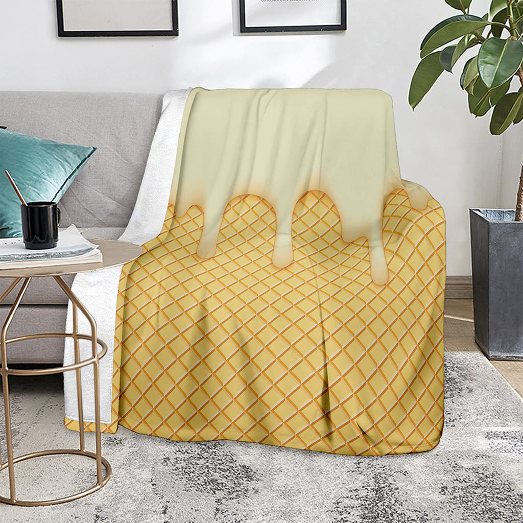 Vanilla Ice Cream Melted Print Blanket