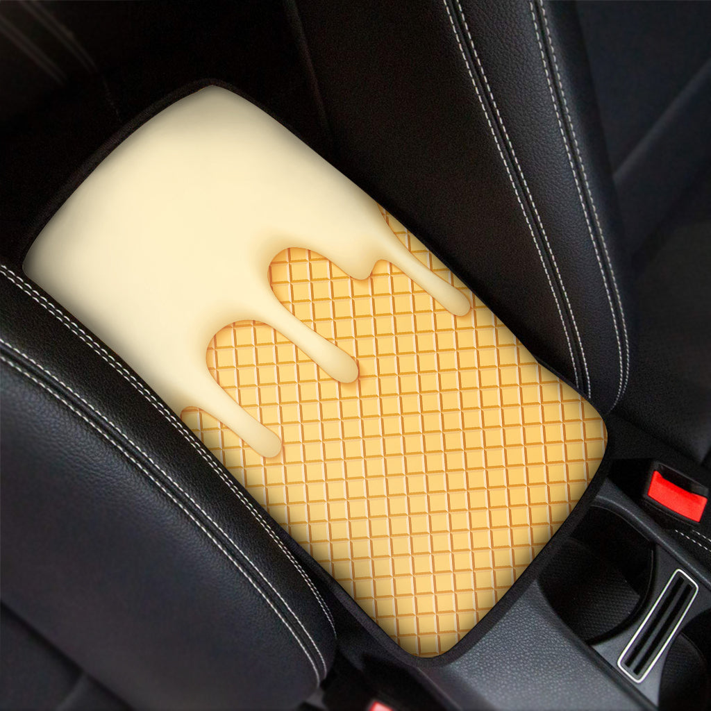 Vanilla Ice Cream Melted Print Car Center Console Cover