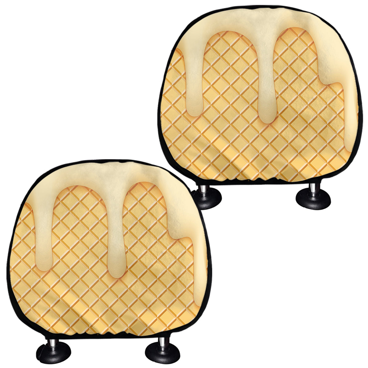 Vanilla Ice Cream Melted Print Car Headrest Covers