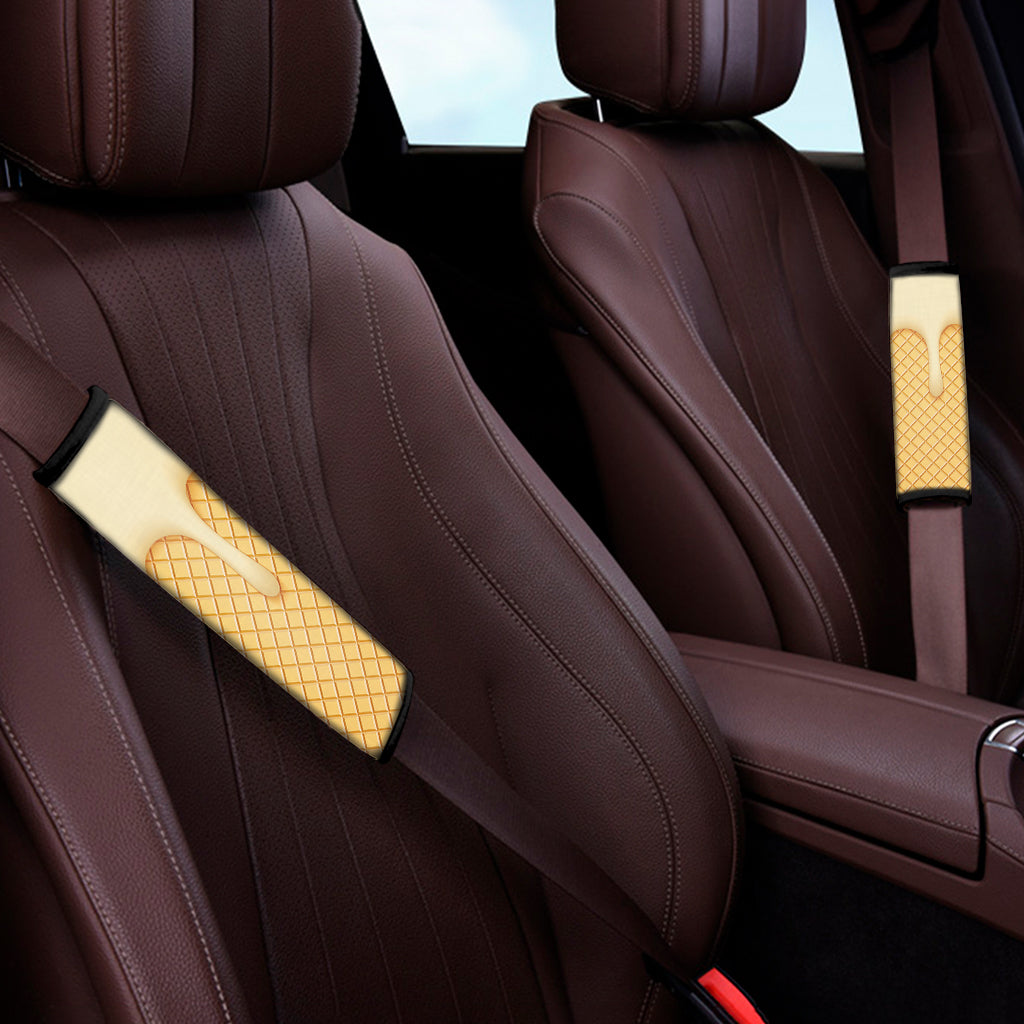 Vanilla Ice Cream Melted Print Car Seat Belt Covers