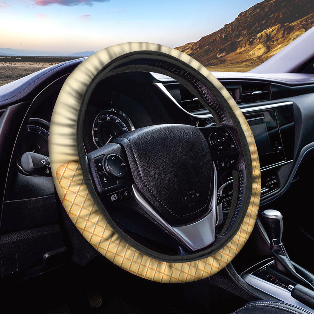 Vanilla Ice Cream Melted Print Car Steering Wheel Cover