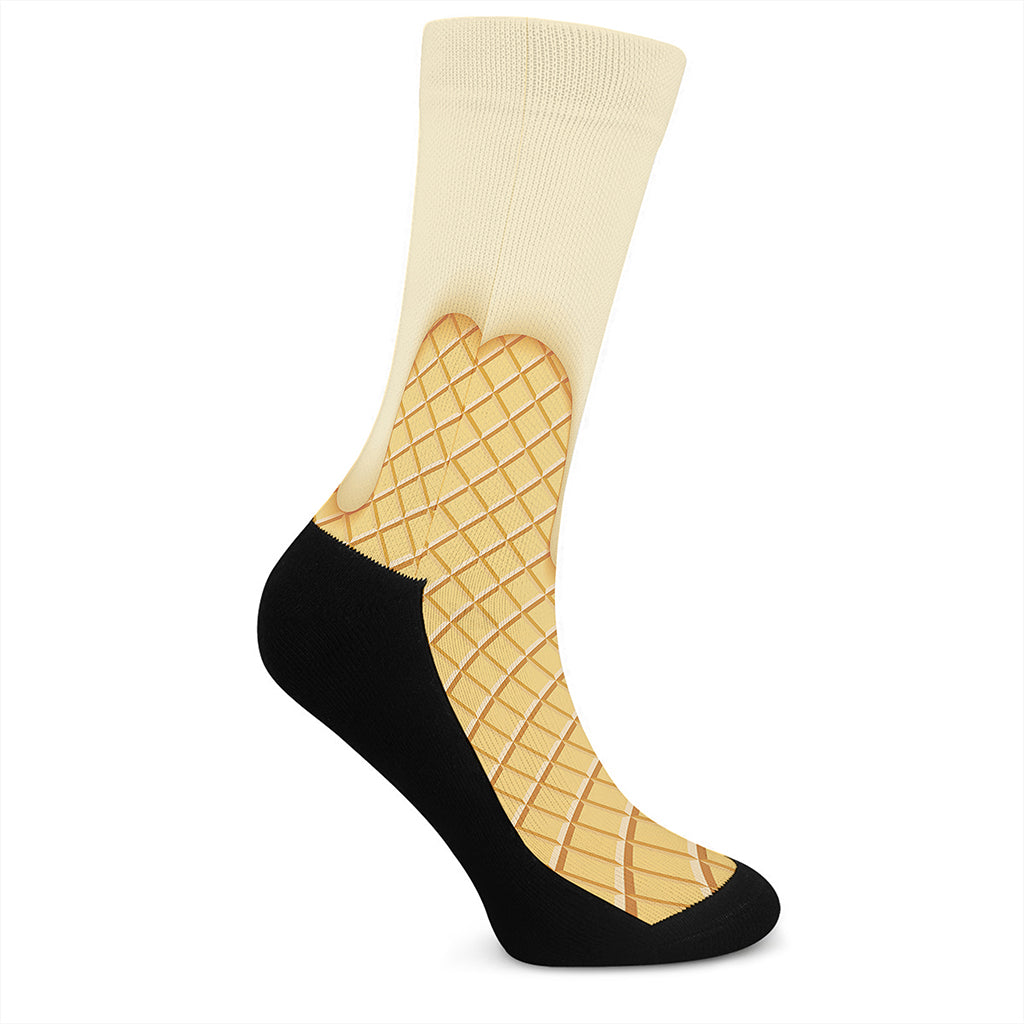 Vanilla Ice Cream Melted Print Crew Socks