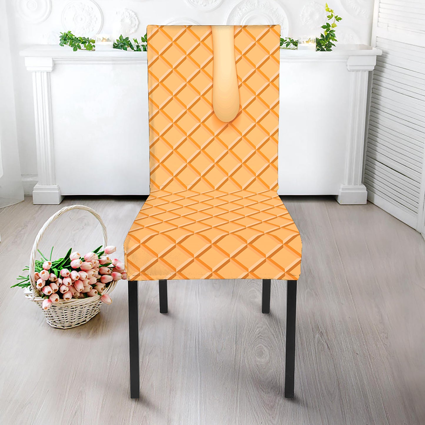 Vanilla Ice Cream Melted Print Dining Chair Slipcover