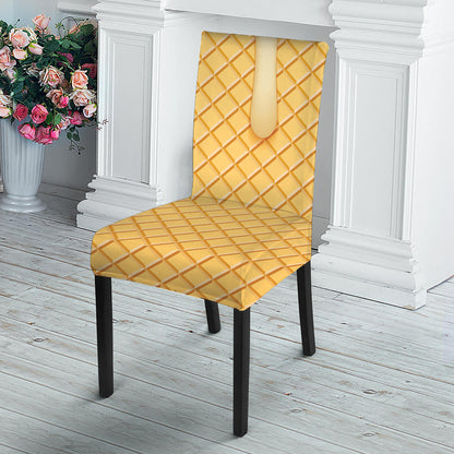 Vanilla Ice Cream Melted Print Dining Chair Slipcover